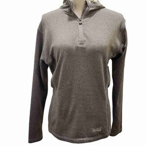 Marker Quarter Zip Pullover Hooded Long Sleeve Sweater Charcoal Womens Size Sm‎